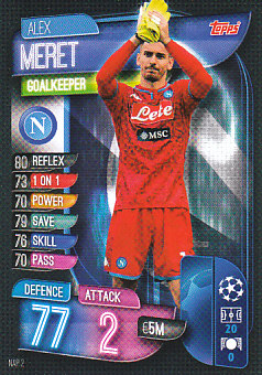 Alex Meret SSC Napoli 2019/20 Topps Match Attax CL #NAP2